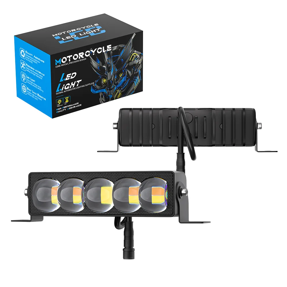 

160W 5 LED Motorcycle Spot Light High Brightness Auxiliary Road Lamp Hi Low Beam Integrated Front Headlight Car Accessories