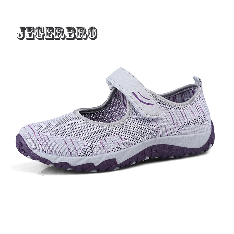 Women Walking Fitness Mesh Loafers Rubber Sole Summer Sports Shoes Outdoor Flats Breathable Sneakers Big Size 35-41