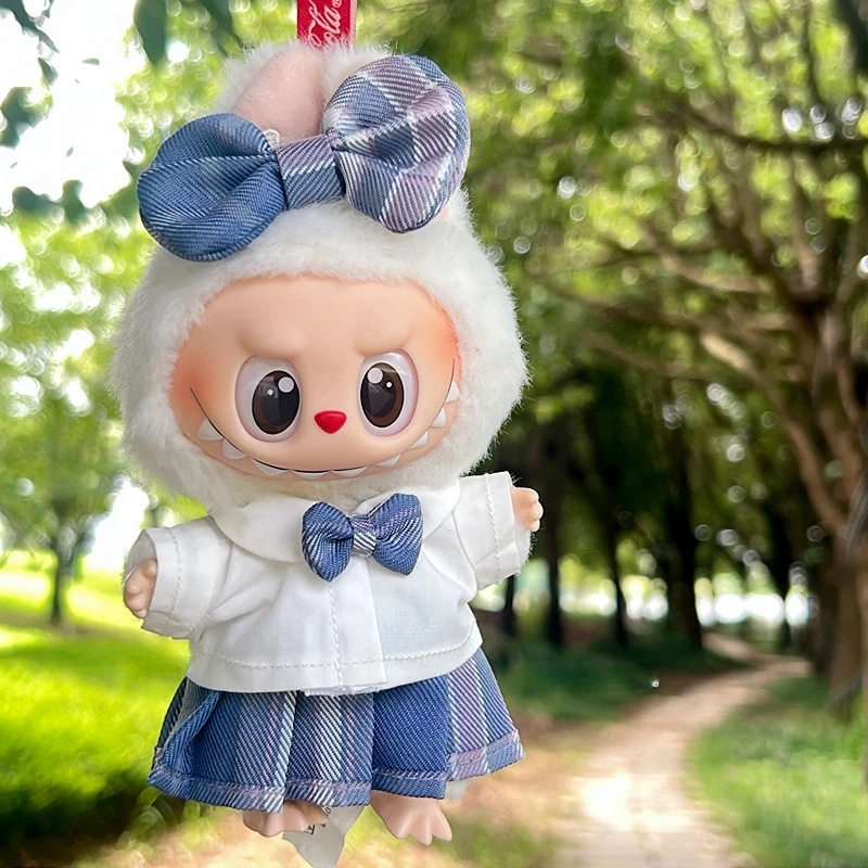 

Sweet JK Uniform Set For Labubu Plaid Skirts Bow Shirts Hair Bows Fits 15/17cm 1st 2nd 3rd Gen