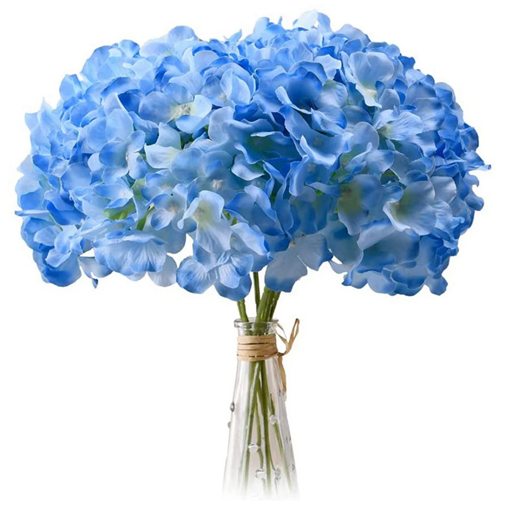 

Light Blue Hydrangea Silk Flowers Heads Pack of 20 Full Hydrangea Flowers Artificial with Stems for Wedding