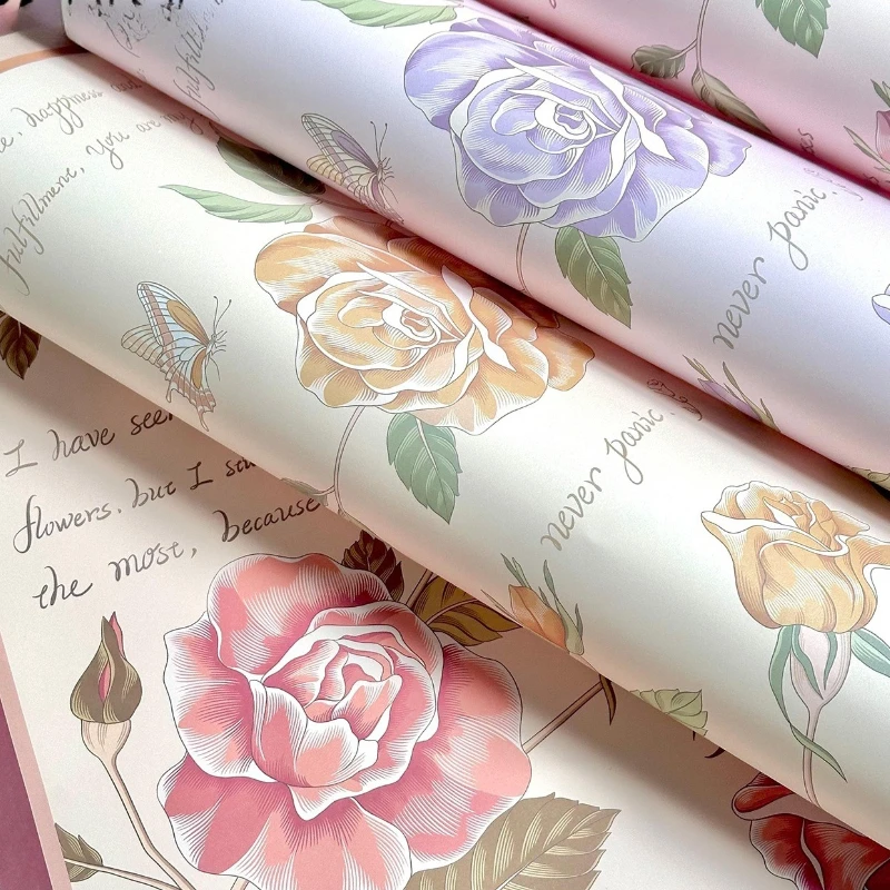 

20pcs Waterproof Floral Packaging Paper Printed Flower Shop Gift Fresh Flower Package Paper Festival Floral Decoration Materials
