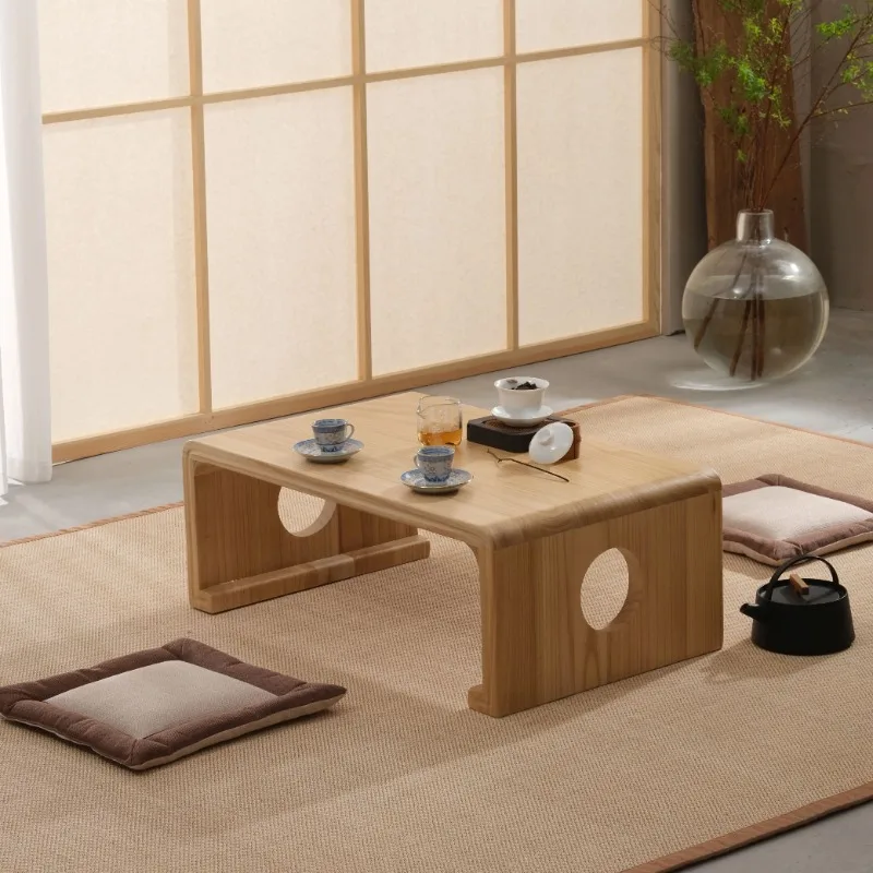 Solid wood tatami coffee Japanese bay window small Zen tea table balcony platform low table simple kang table kang s