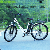 Isinwheel U2 Adult Electric Fat Bike 250W Power 26 Inch Wheel 36V 13Ah Battery up to 32 Km/h Max Speed Road Bicycle