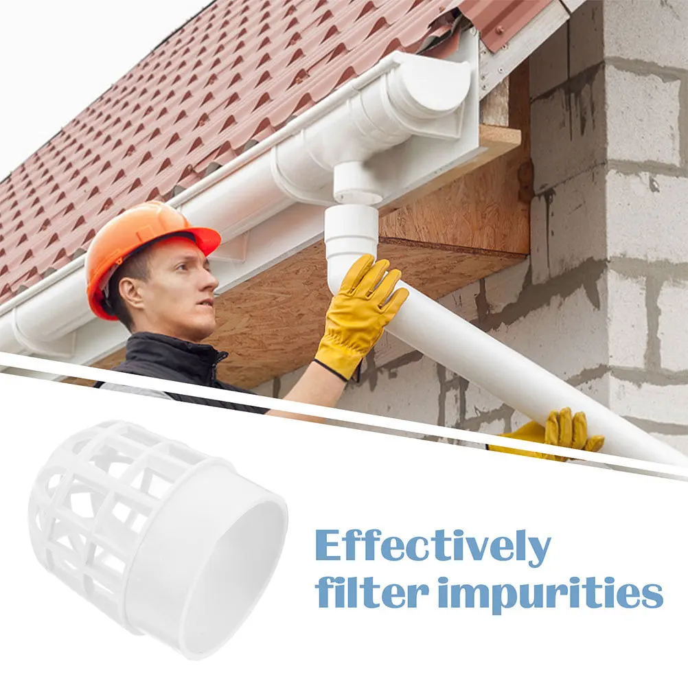 2 pezzi di protezione per grondaia in PVC, copertura di scarico in rete per balcone esterno, tetto, durevole, universale, facile installazione dello schermo per grondaia