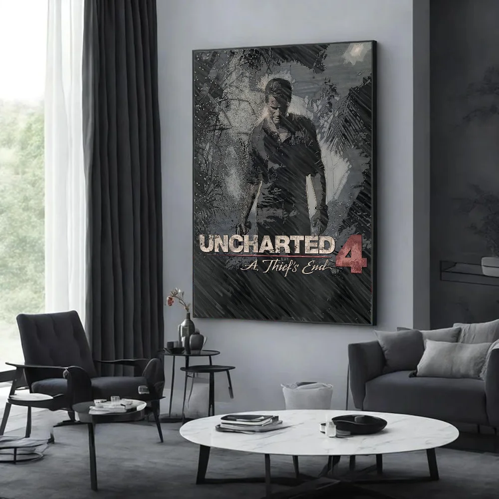 Uncharted Video Game Movie Sticky Posters Vintage Room Bar Cafe Decor Nordic Home Decor