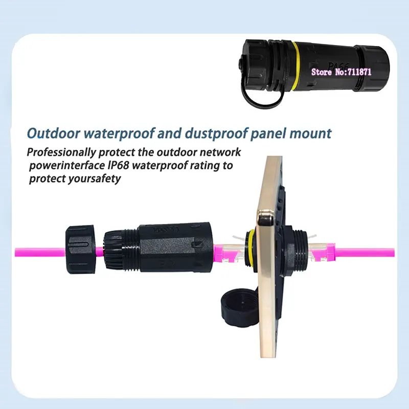 IP68 Waterproof dustproof Rj45 female to female Extension Adapter connector 8Pin Rj45 Female Ethernet Adaptor Jack Plug socket