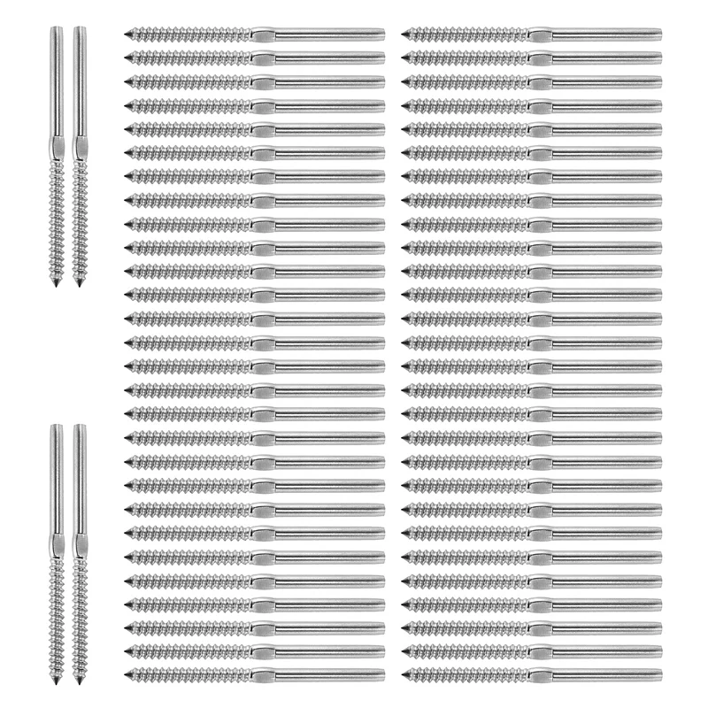 30 Pairs Left&Right Hand Thread Lag Screws For 1/8 Inch Cable Railing Stair Deck Railing For Wood Post Lag Screw Swage System