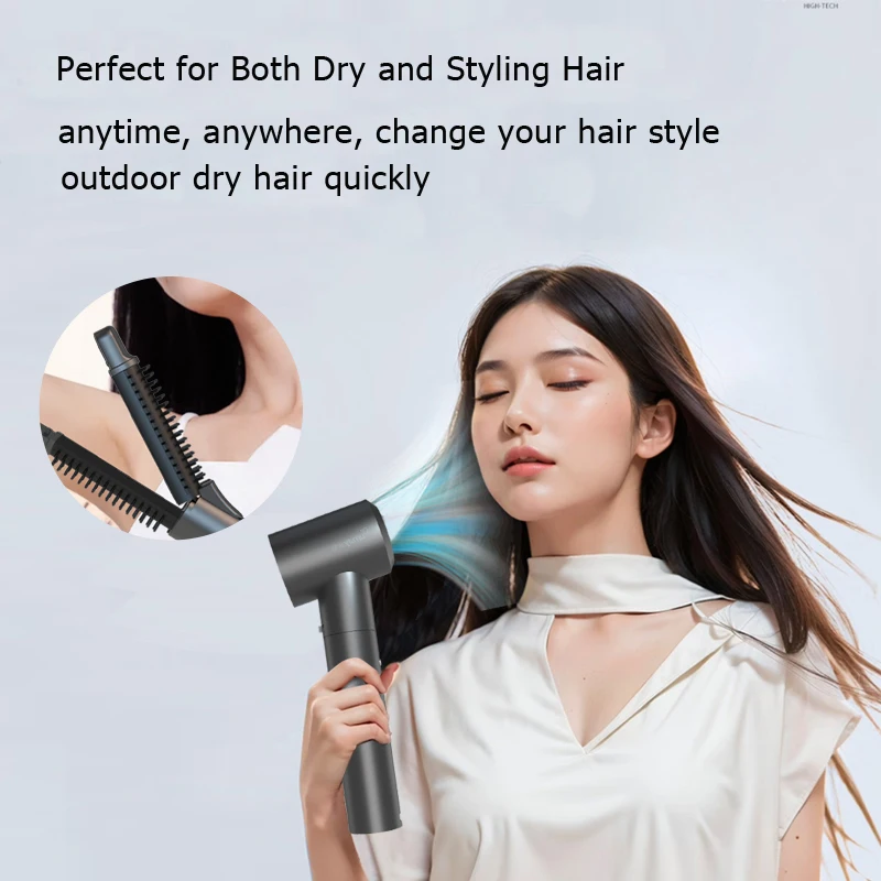 USB Rechargeable 2-in-1 Hair Styling Set Blow Dryer Straightener And Curling Iron No Need to Plug in for Use