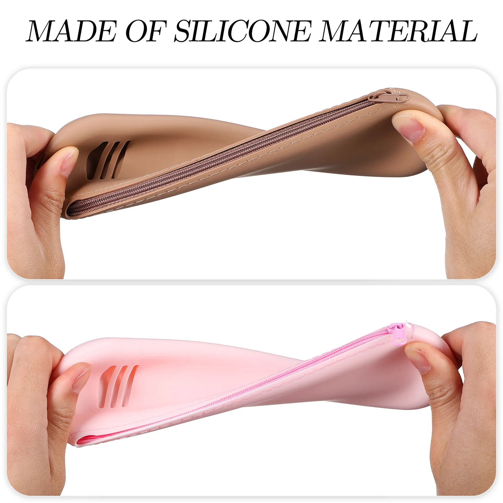 2 قطعة أكياس فرشاة ماكياج سيليكون لينة حقيبة سفر منظم خفيفة الوزن المحمولة سستة فرشاة حامل ماكياج أداة الحقيبة