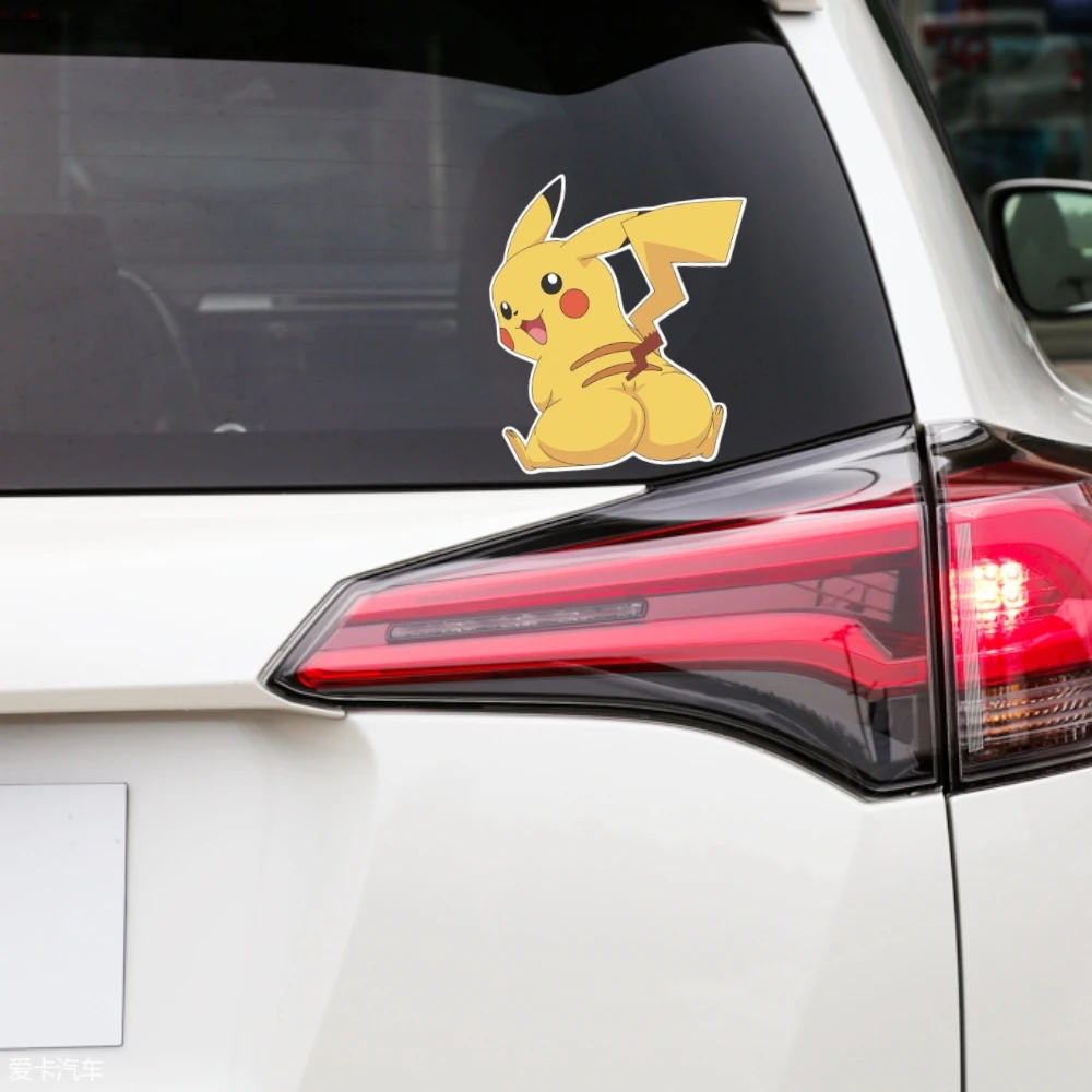 Pokemon Pikachu Gengar Jigglypuff Eevee Cute Anime Reflective Decals Car Stickers For Window Bumper Trunk Motorcycles