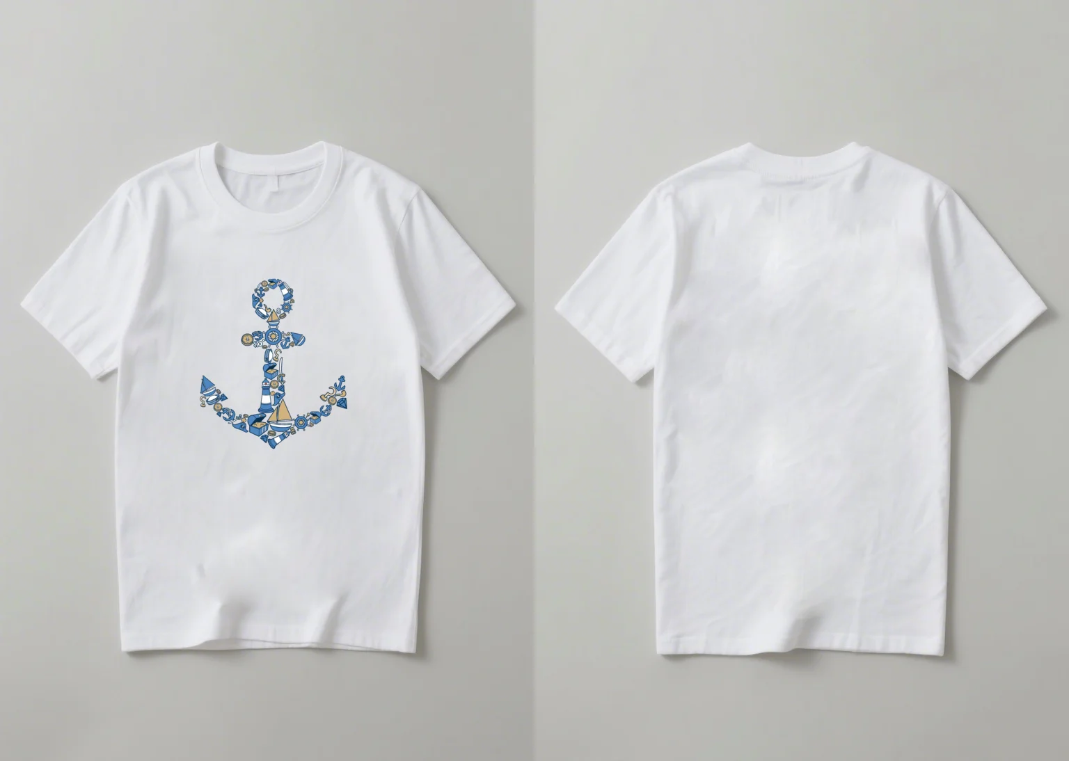 

New 2025 trendy and simple anchor design fashionable print casual loose short sleeved shirt for both men and women