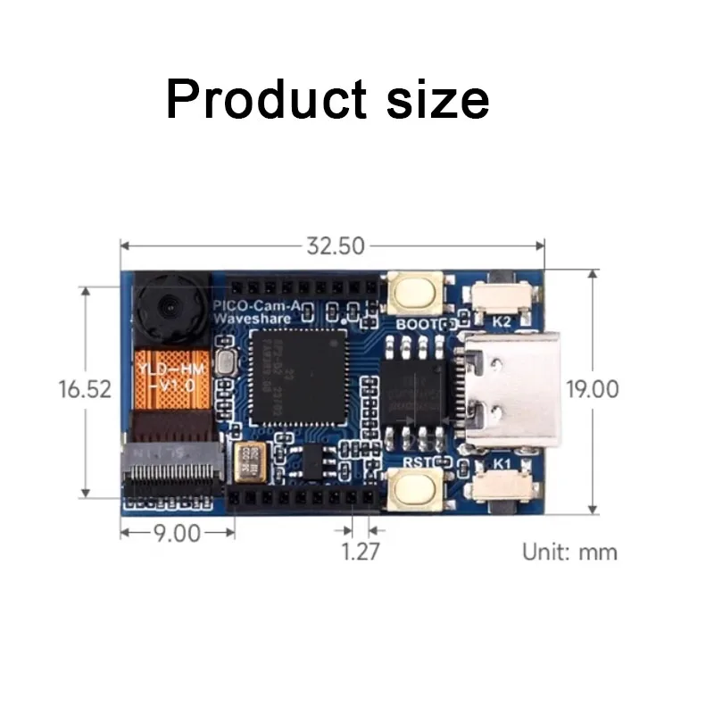 PICO-Cam-A RP2040 لوحة تطوير كاميرا متحكم صغير شاشة عرض 14 بوصة كاميرا HM01B0