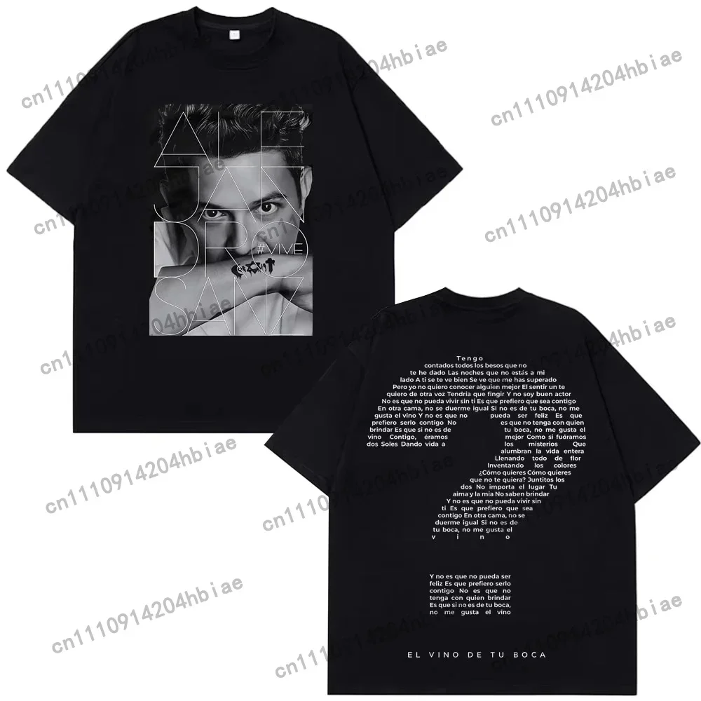 Singer Alejandro Sanz graphic 100%Cotton unisex shirt 2026 Summer New Men's fashion Y2k Short sleeve classic Tshirt fan gift