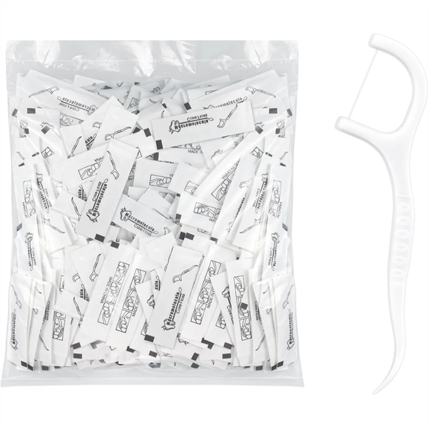 500 Individually Wrapped Floss Picks for Travel, Office, and Home Use with Non-Slip Handle