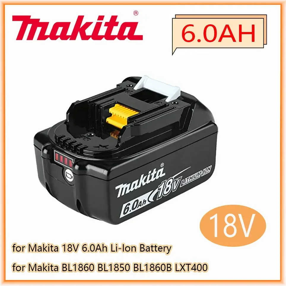 

Makita Original 18V 6000MAH 6.0AH Rechargeable Power Tool Battery LED Lithium Ion Replacement LXT BL1860B BL1860 BL1850