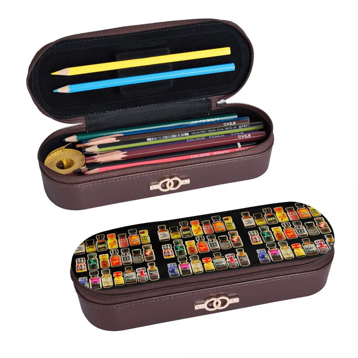 Poppers Bottles Vintage Gay Rush Jungle Juice Amyl Inhaler Leather Pencil Cases Pencil Pouch Storage Stationery Supplies Pen Box view 2