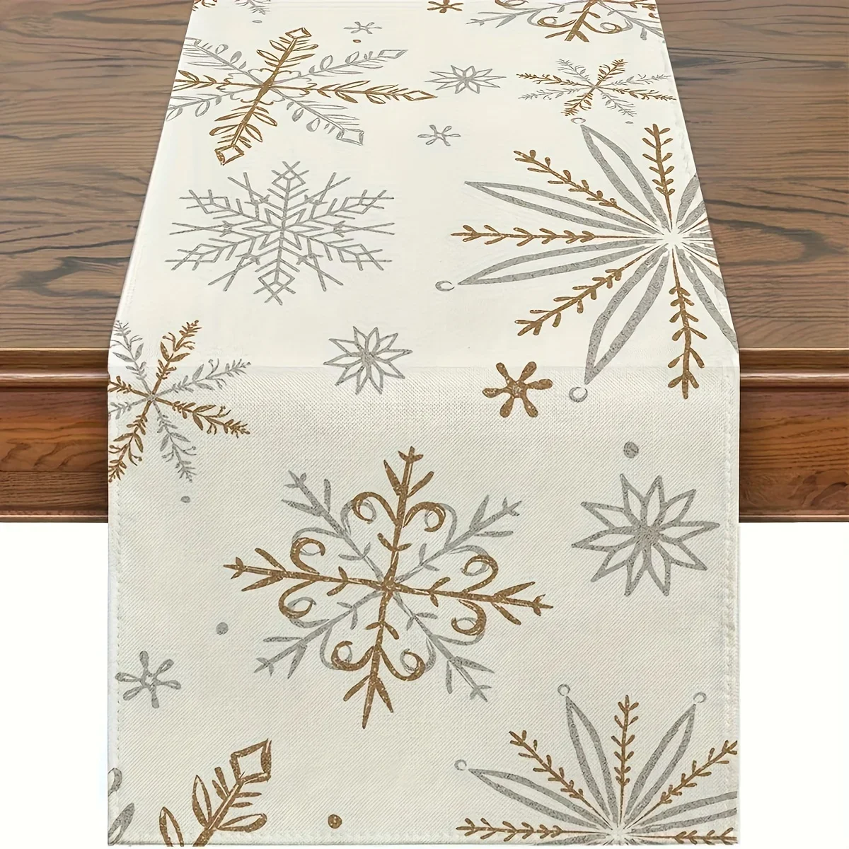 Table Runner,Winter Snowflake Decorations White Gold Winter for Table Seasonal Chriatmas Winter Holiday Decor