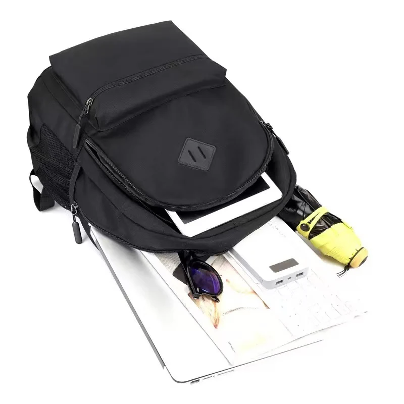 Practical Versatile Black Backpack Multi-Pocket Adjustable-Strap Durable for Daily Use Casual Functional School Bag