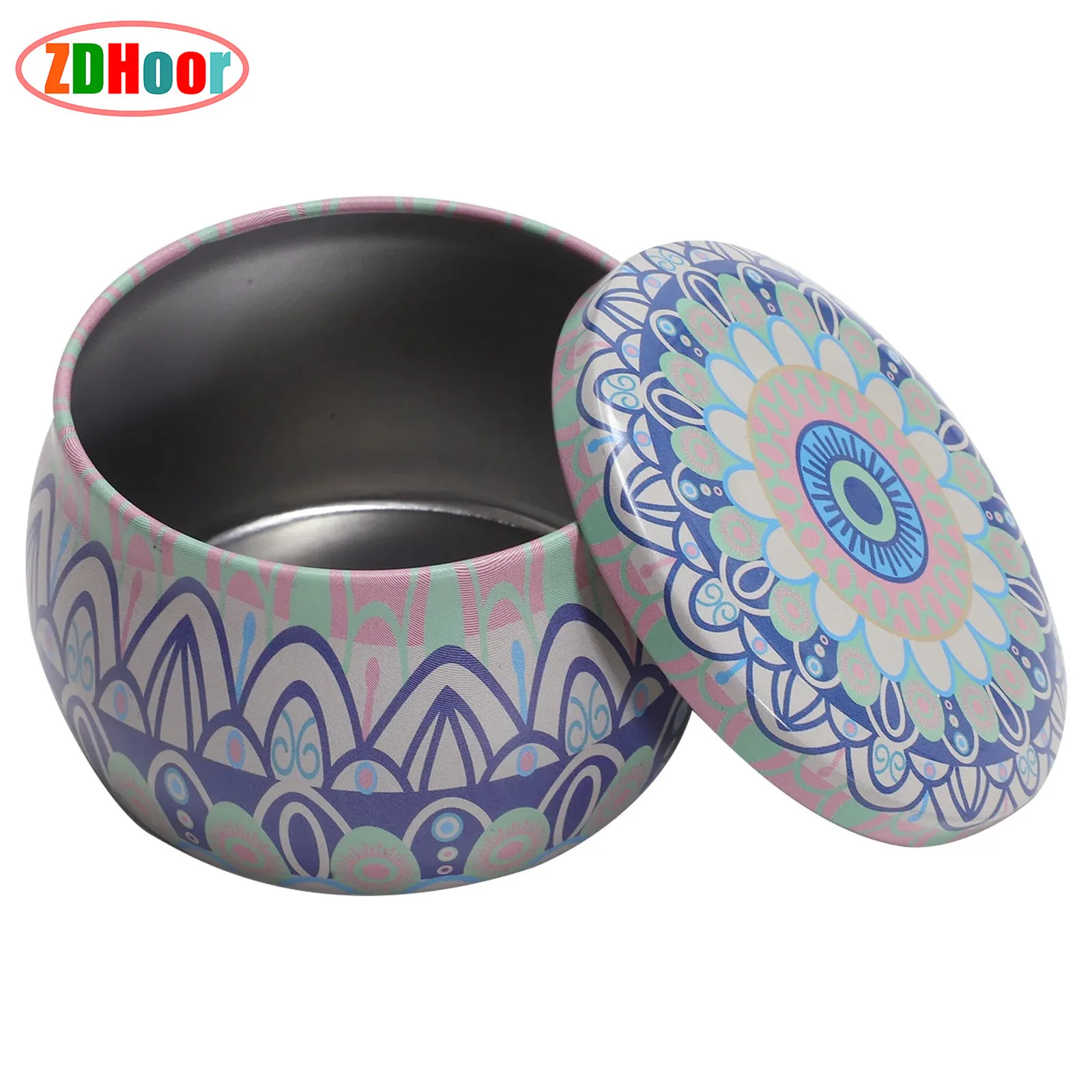 

Tinplate Candle DIY Tins with Lid Drum Shape Flower Print Candle Tins Container for Candle Making DIY Arts And Crafts