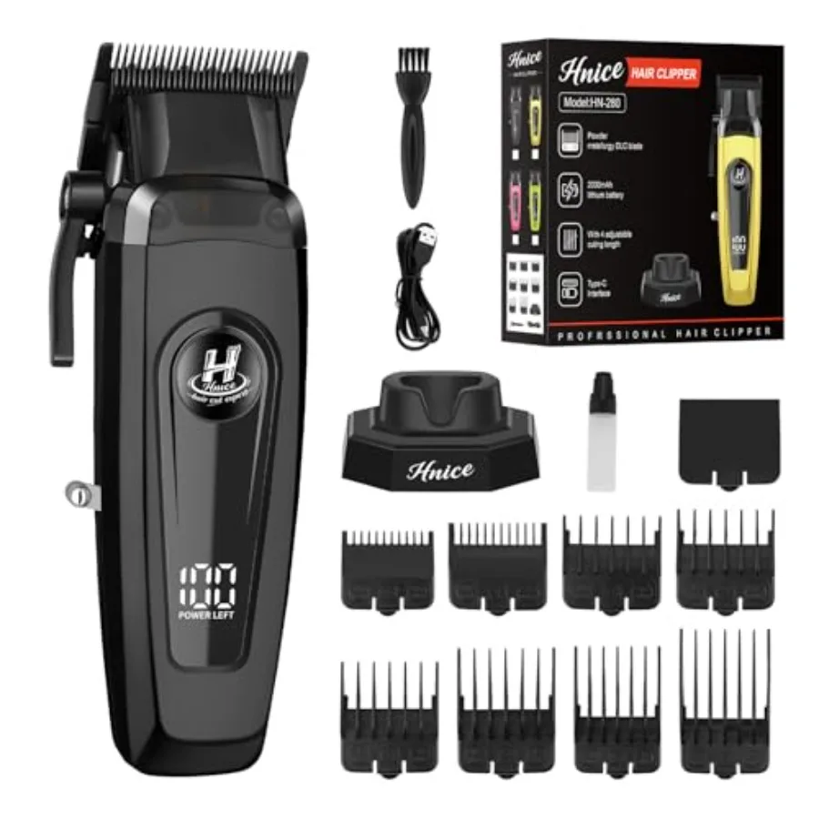

Professional Hair Clippers for Men 11500 RPM Barber Clippers Cordless with LED Display 2000mAh Battery 150 Mins Runtime DLC Bla