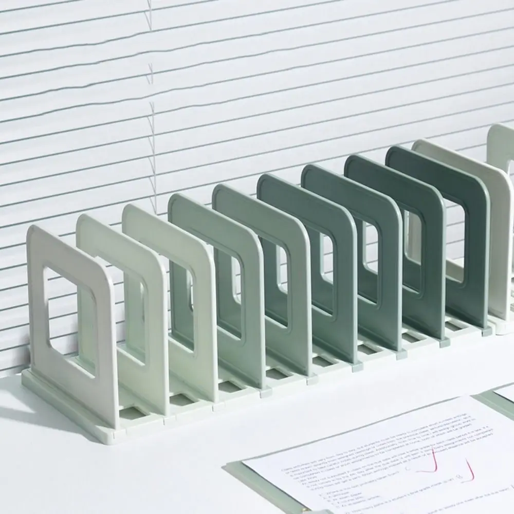 Adjustable Detachable Bookends Non-slip 8 Compartments Desktop Book Stand Anti-drop Space Saving Book Display Rack Student