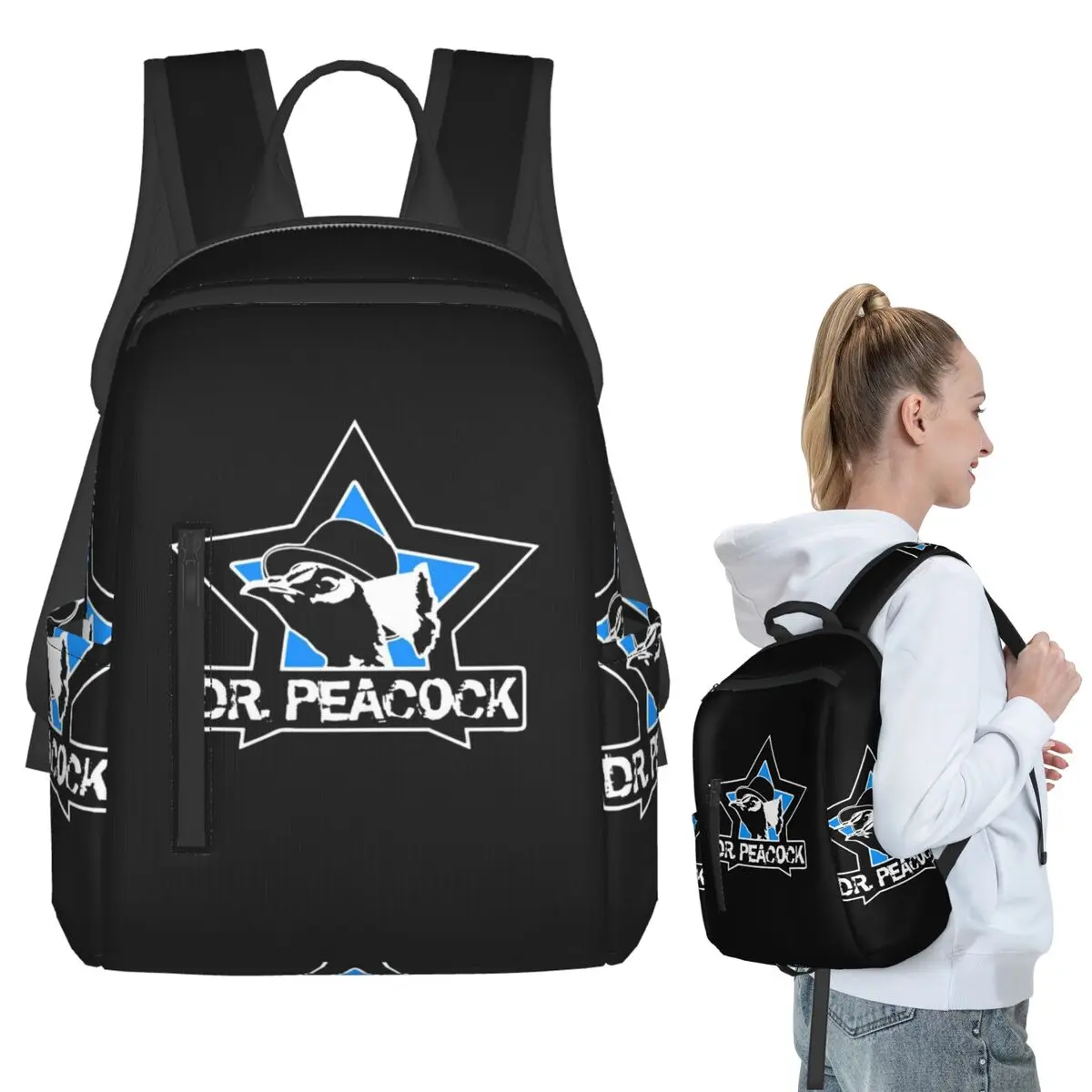 

Dr. Peacock Backpack Student Boys Girls BookBag Children School Bag Laptop Shoulder Bags for Men Women