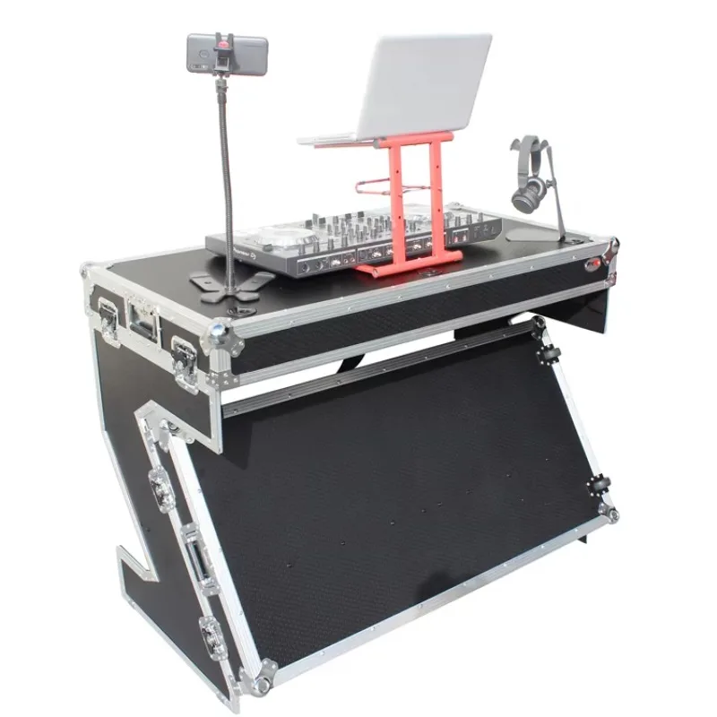 Portable Foldable DJ Booth, Mobile 2‑in‑1 DJ Mixer Workstation Flight Case for Stage Music Events