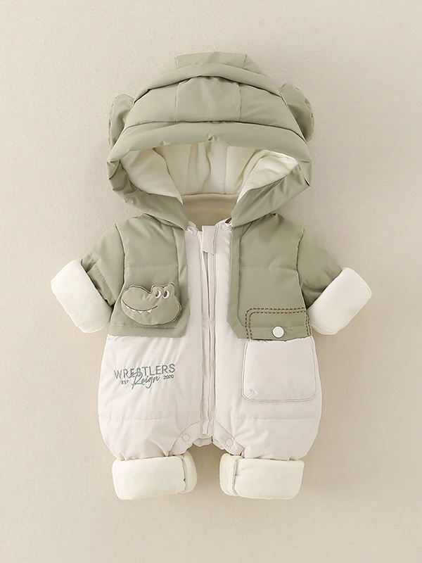 

Thiened Fce Winter Outfit for Babies Boys Overalls Cotton Clothes for Cling And Outdoor Activities High Waist Long Pants