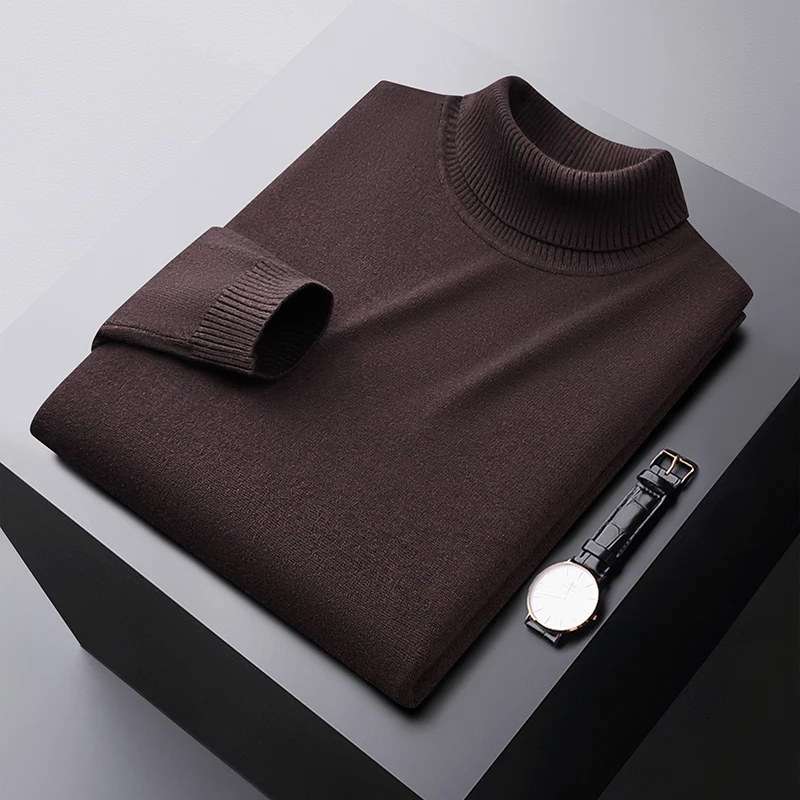 Winter thermal turtleneck sweater men\'s elastic cold-resistant clothes fashionable simple casual pure color all-matching sweater