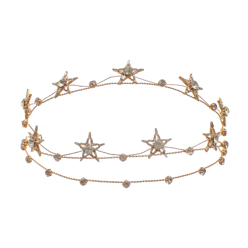 Luxury Crystal Star Headband Tiara For Women Bride Party Rhinestone Hairband Bridal Wedding Hair Accessories Jewelry Headband