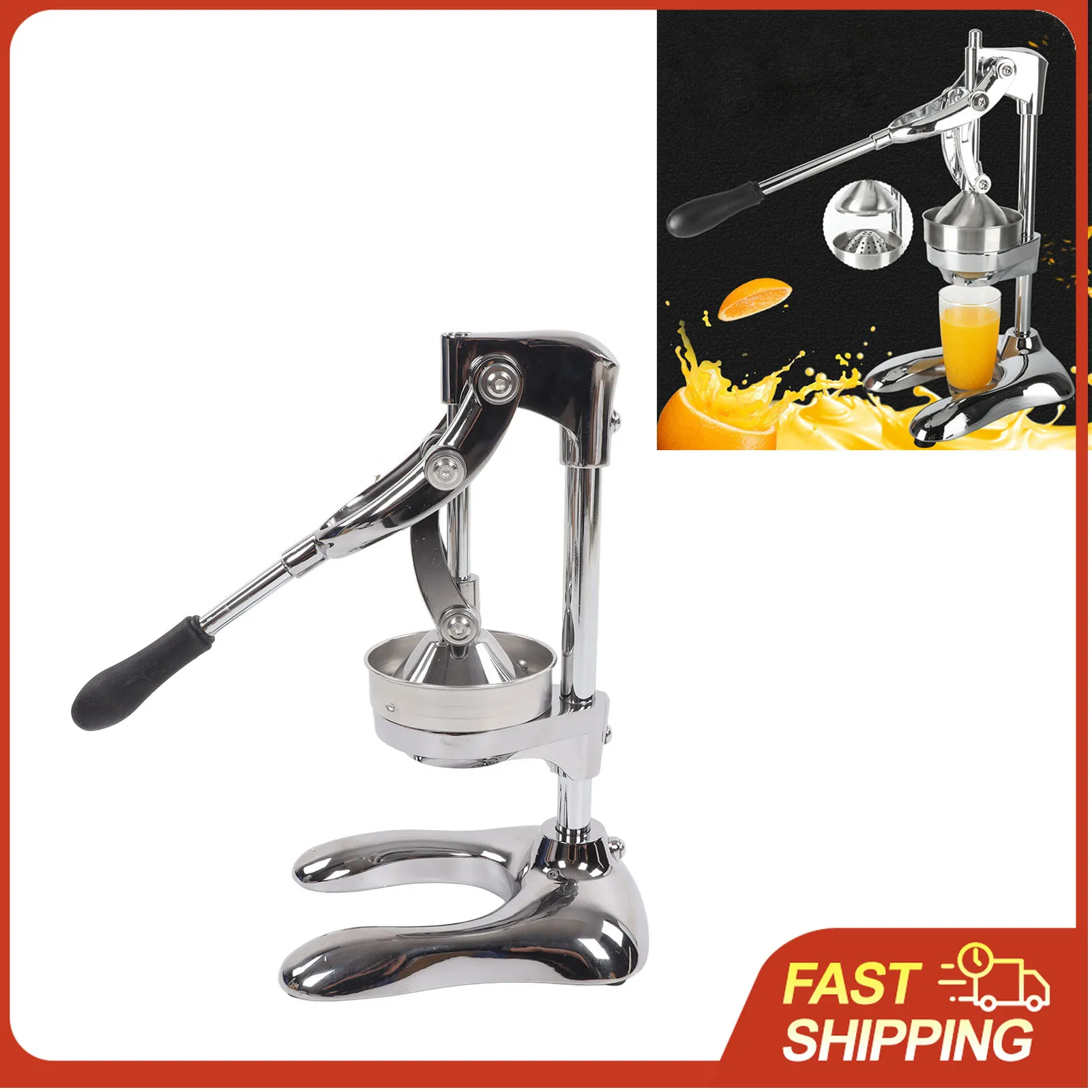 Stainless Steel Manual Press Juicer with U-Shaped Base Separate Design for Orange Citrus Hand Squeezer Eco-Friendly Kitchen Tool