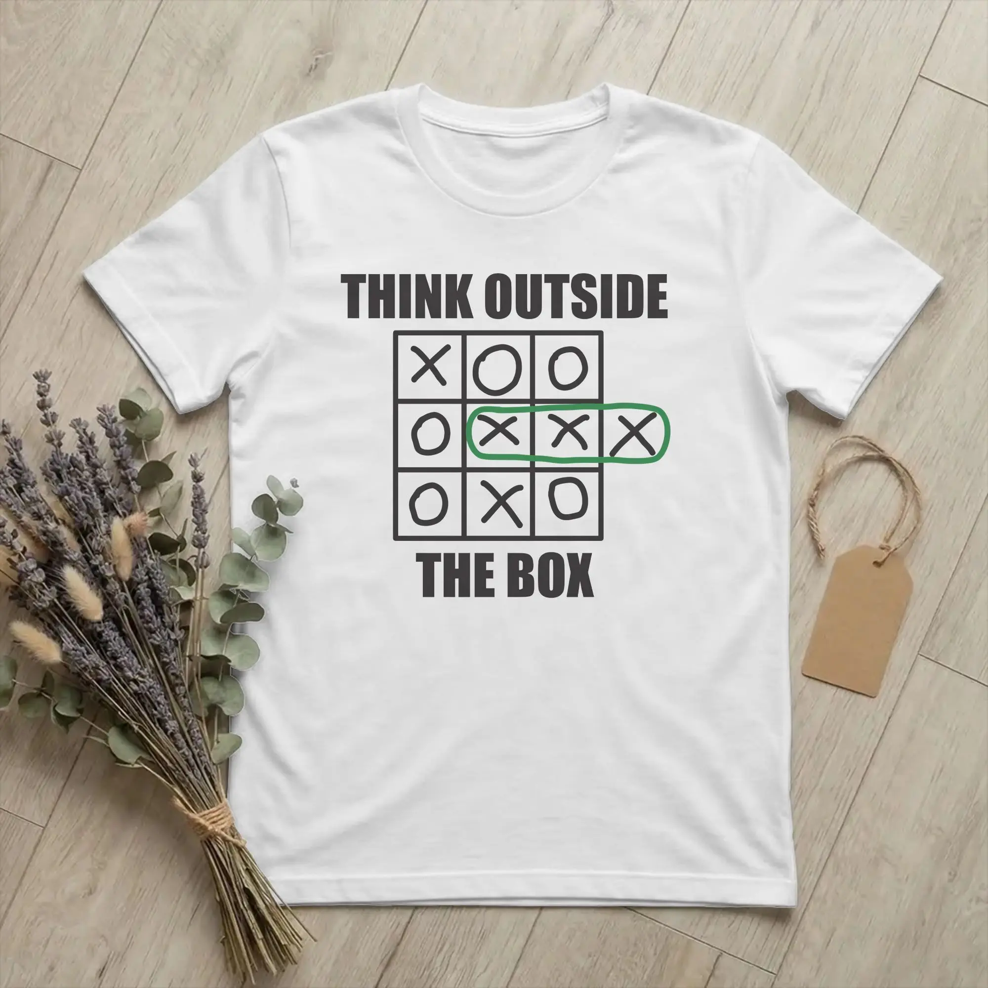 THINK OUTSIDE THE BOX TIC TAC TOE  T-Shirts Men Women  Funny Cotton Tee Shirt Crewneck Short Sleeve T Shirt Gift Idea Tops