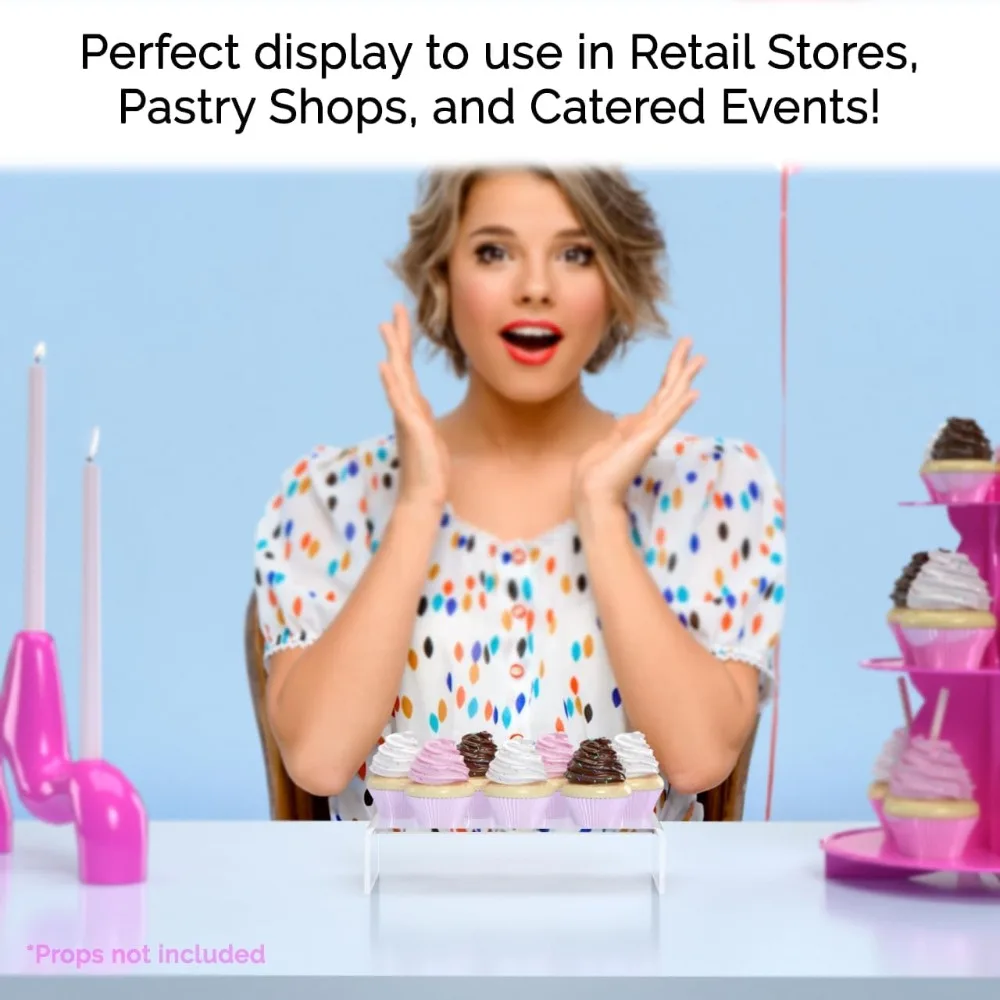 Stand display riser akrilik bening, lebar 9 inci x kedalaman 4,5 inci, platform pajangan meja persegi panjang dari bahan lucite untuk pajangan koleksi mer