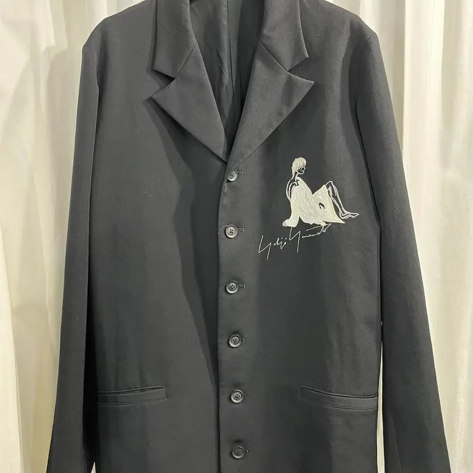 

TOP-YAMAMOTO ® Dark Style Embroidered Black Suit - Men's and Women's Matching Loose-Fitting Casual Jacket