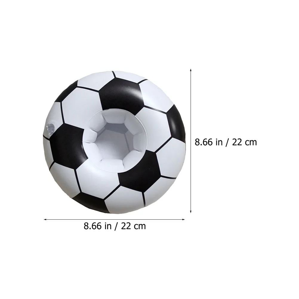4 stuks opblaasbare drijvende bekerhouder PVC voetbal voor zwembad strandfeest zwarte kleur accessoires