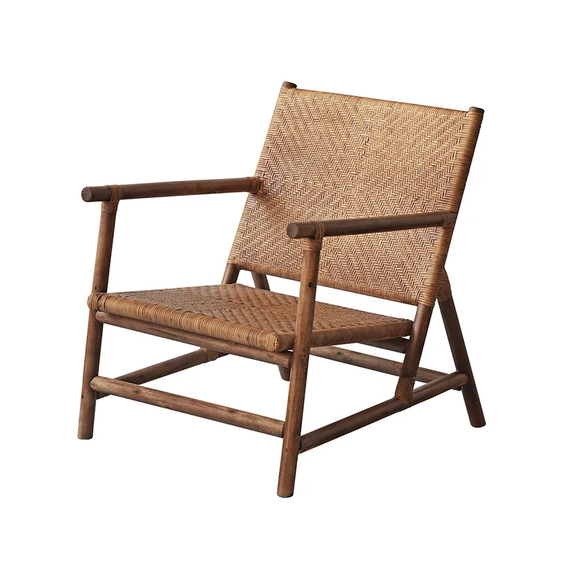 Solid wood single recliner wabi sabi antique B & B hotel bedroom ash wood sofa chair