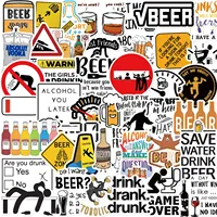 50PCS Funny Alcoholism Vodka Beer Wine Drunk Meme Stickers Waterproof Fridge Phone Diary Car Motorcycle Decoration Sticker