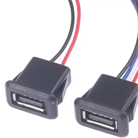 1PC USB2.0 Charging Port Connector With Cable USB 2.0 Female Power Jack USB Charger Socket