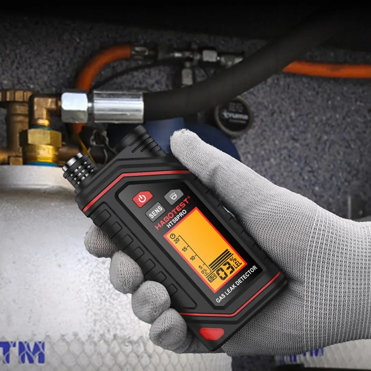 high precision HABOTEST Combustible Gas Detector with Sound and Light Alarm 0-9999ppm Portable Rechargeable Combustible Gas Leak
