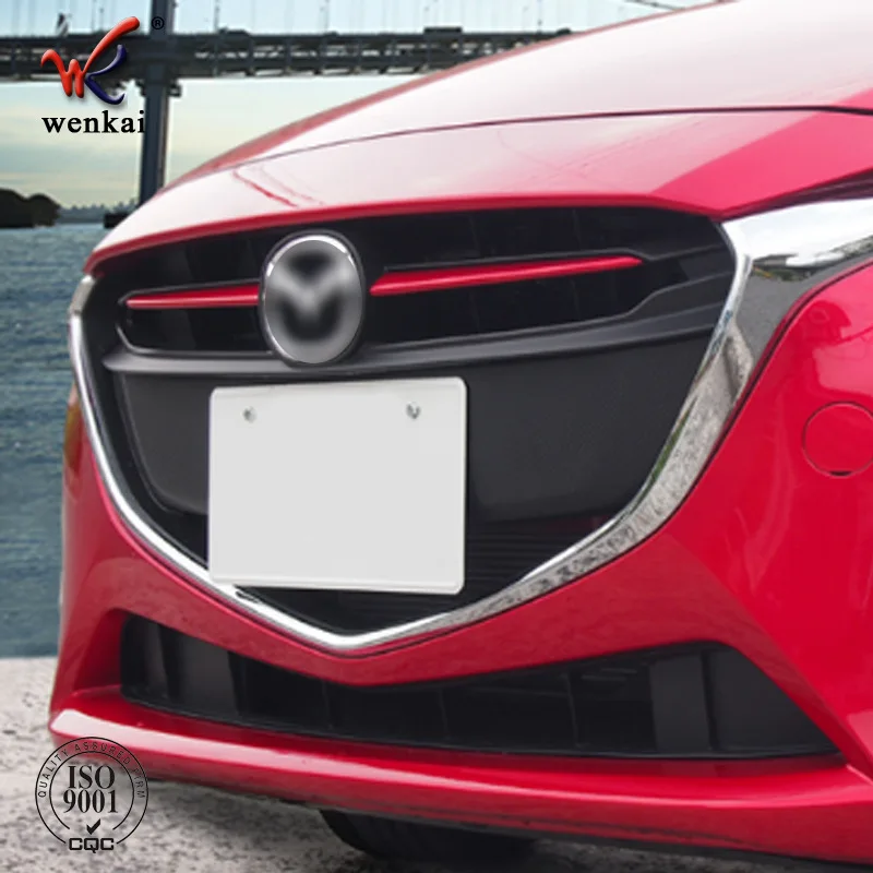 ABS chrome Front grille decoration cover trim stickers case for Mazda 2 Demio 2015 2016 2017 DJ DL Mazda2 Hatchback accessories