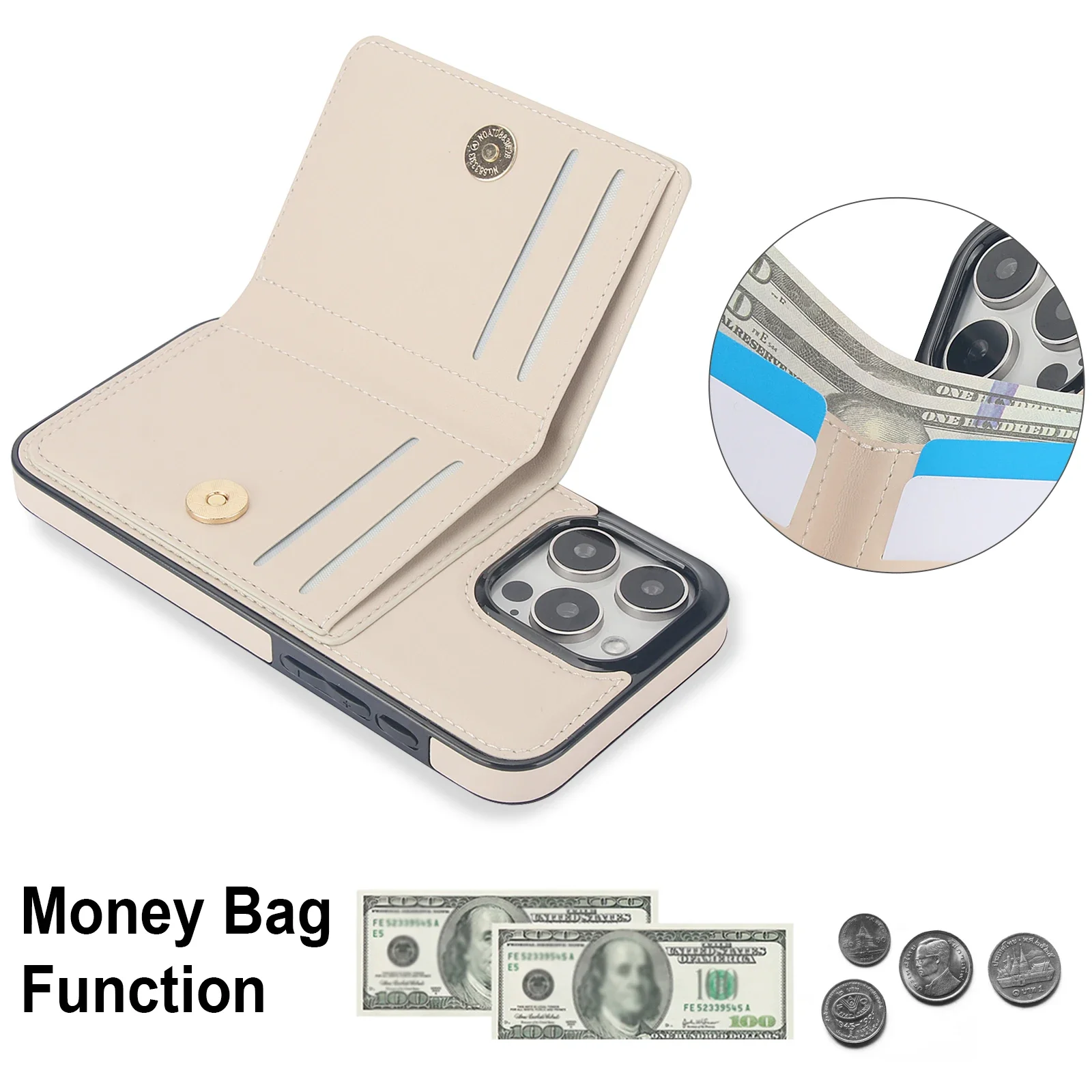 Ring Holder Cards Solt Wallet Leather Case For iPhone 15 Pro Max 14 Plus 13 12 11 XR XS 7 8 SE 2022 RFID Stand Bag Pocket Cover