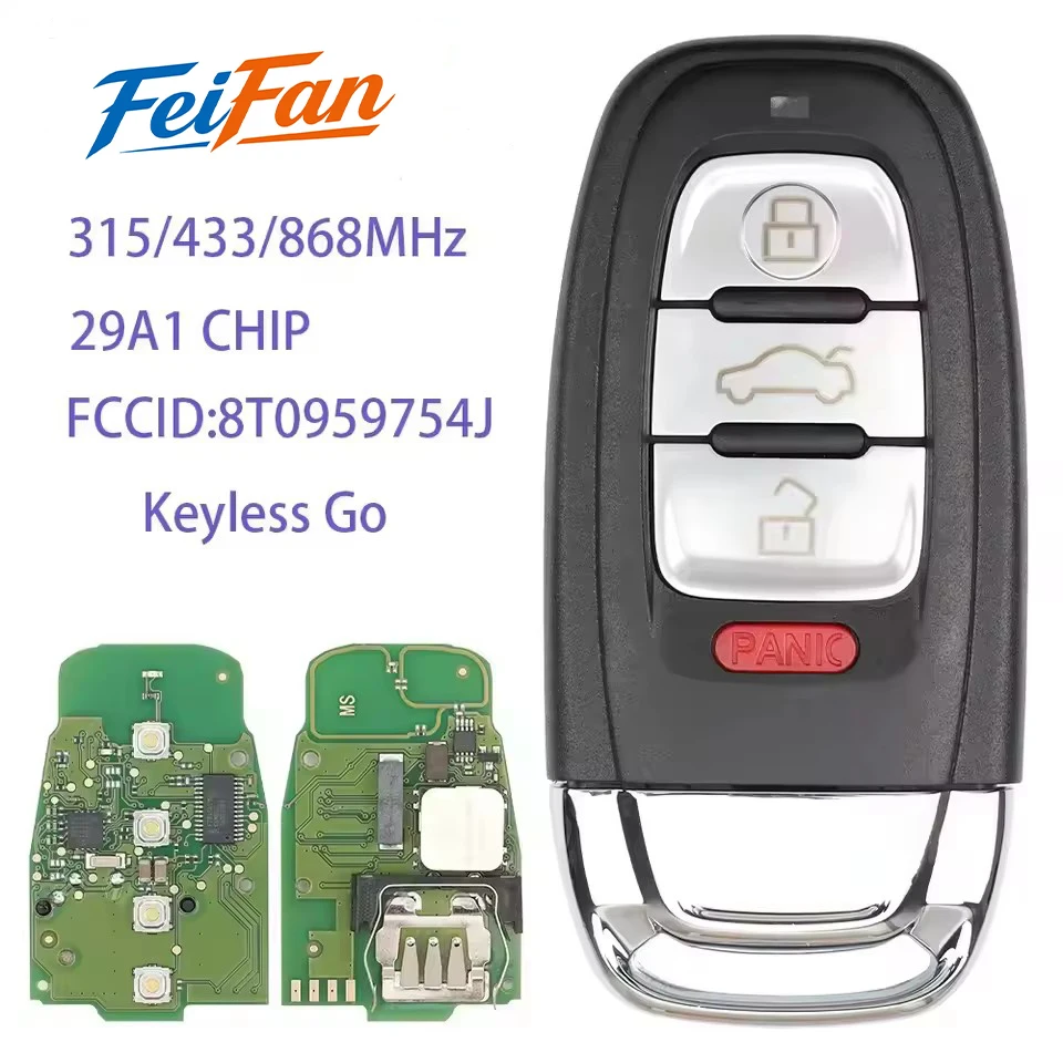 

FeiFan For Audi A3 A4 A5 A6 A7 Q3 Q5 Q7 Smart Remote Car Key 8T0959754J ---315/433/868MHZ