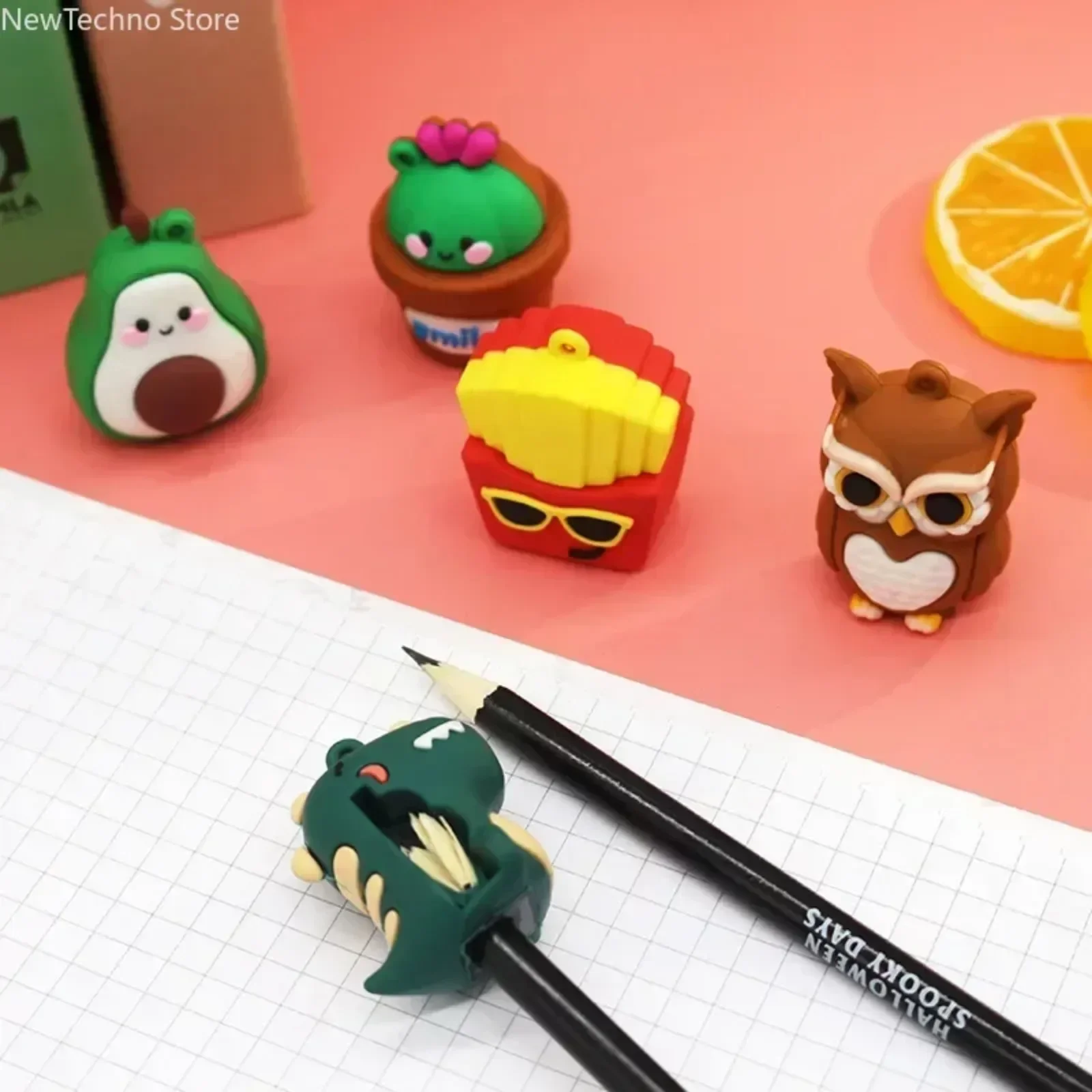 3D Animal Modeling Cute Pencil Sharpener School Students Plastic Silicone Tabletop Trinket Kids Kawaii Penknife Stationery Gifts