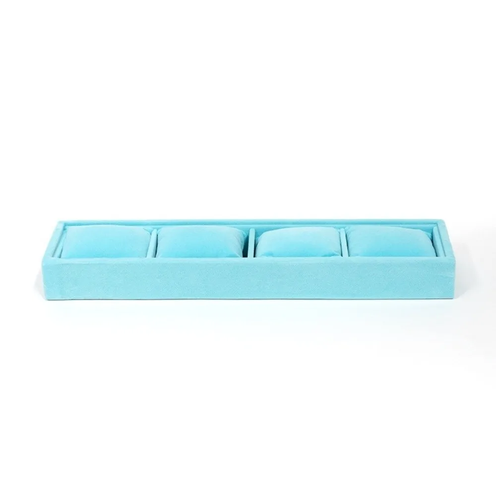 4 Slots Velvet Jewelry Organizer with Soft Pillow Bracelet Watch Display Flannel Storage Tray Solid Color Jewelry Storage Tray