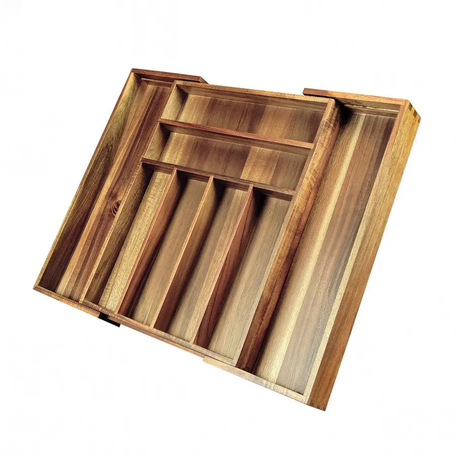 

Acacia Wood Expandable Silverware Organizer, Kitchen Utensil Drawer Organizer for Forks amp Spoons, 8Compartment Cutlery Tray, F