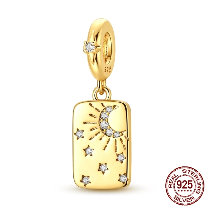 

925 Sterling Silver Square Pendant Love Under The Stars Forever Love Charm Fit Original Charm Bracelet Women DIY Jewelry Gift