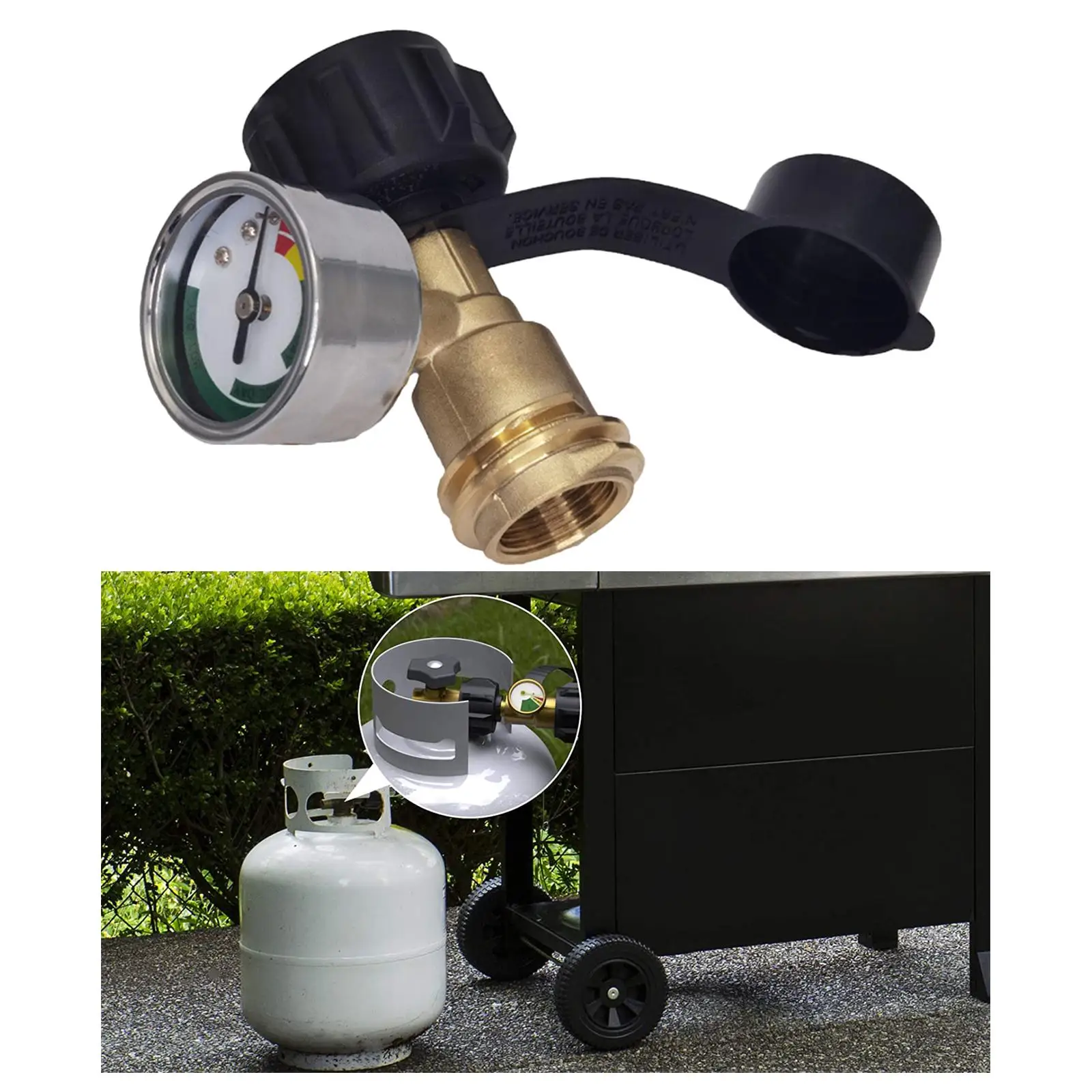 Propane Tank Gauge, Camper Grill Gad Cylinder Bottle Contender QCC/type1 Adapter Connection Adaptor- Easy Reading, Accurate