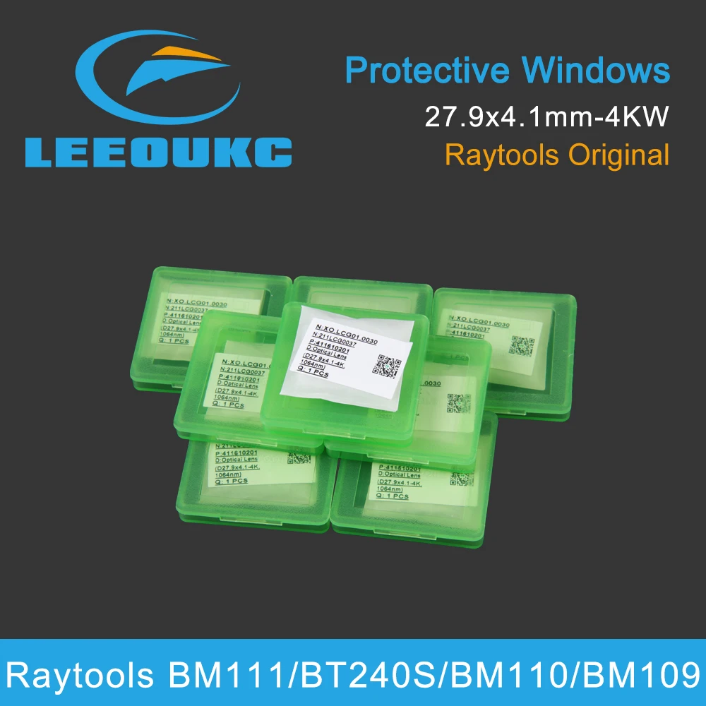 LEEOUKC 10Pcs/Lot Raytools Fiber Laser Protection Windows Lens 27.9x4.1 1064nm 211LCG0037 24.9x1.5mm 211LCG0020 For BM111/BT240S