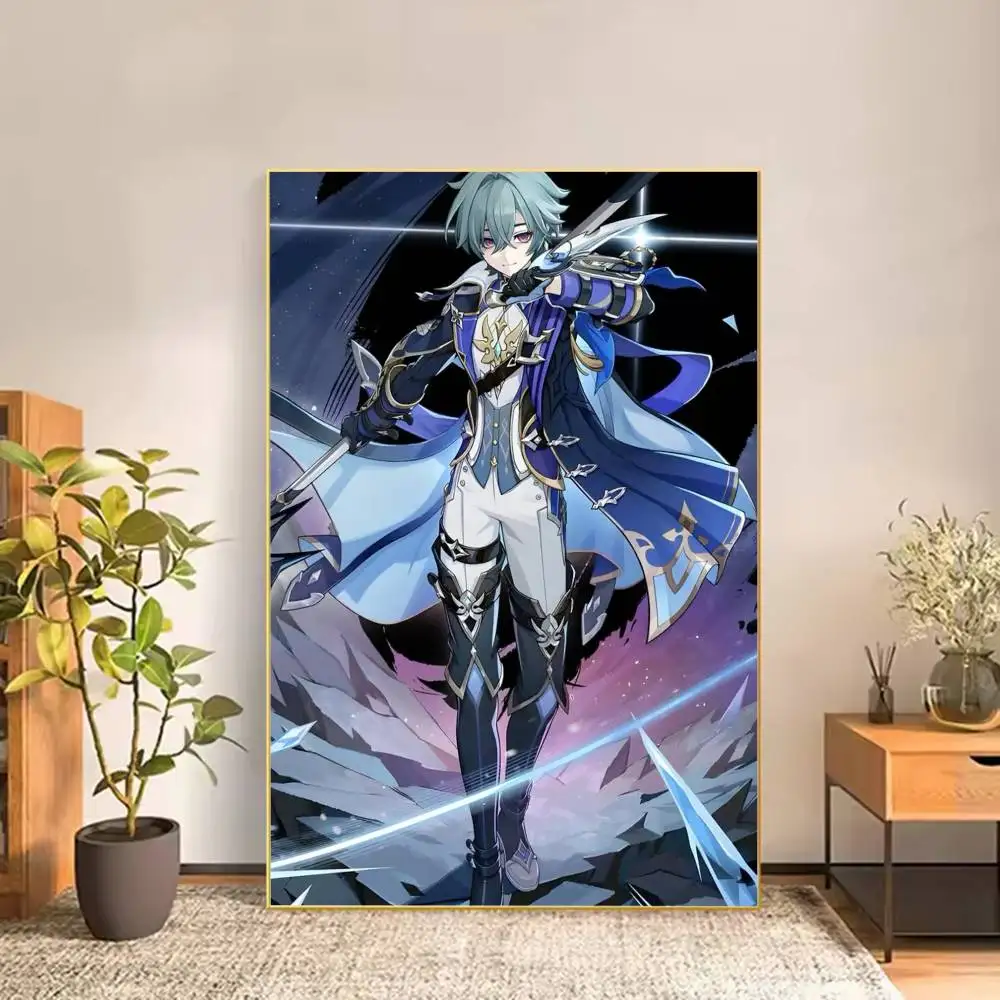 Cryo L-Lohen G-Genshin Poster Versatile HD Waterproof Wall Art Self-Adhesive Decor for Any Space Ideal Gift