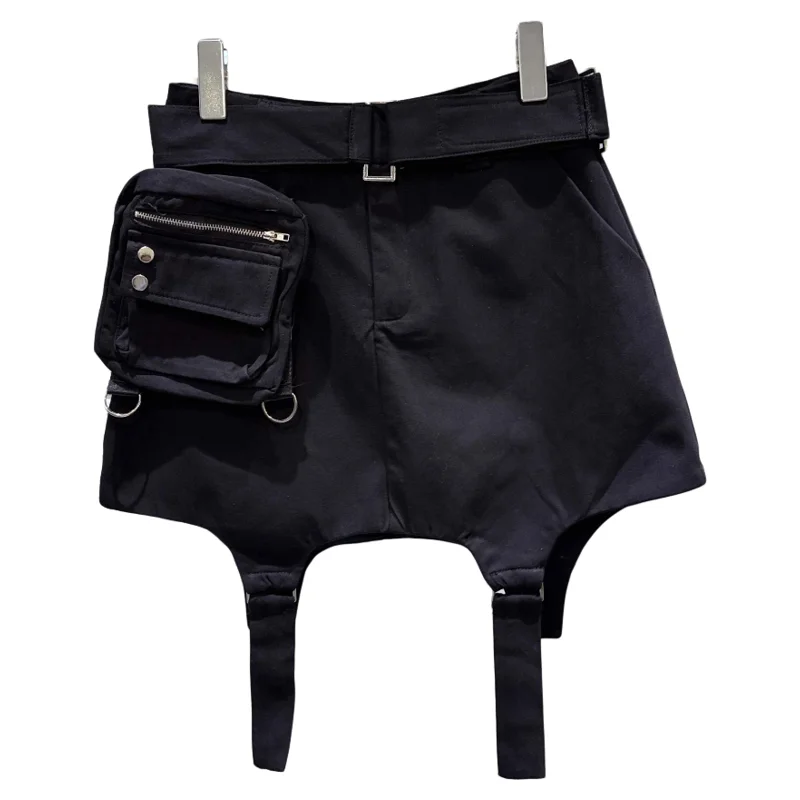 

Street Sle Cool ort Skirt with Belt Decoration Zipper Large ket f Body Skirt for Women Casual Daily Jeans Skirt